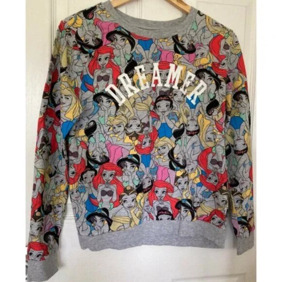 Disney Princesses Royal Dreamer Colorful Graphic Women's Crew Neck Sweater M - Picture 1 of 7